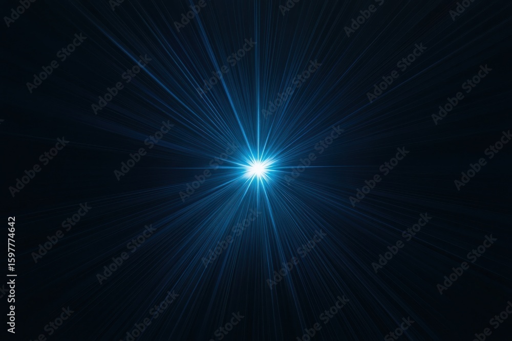 Naklejka premium An isolated blue blink sun ray light effect background lighting flare.