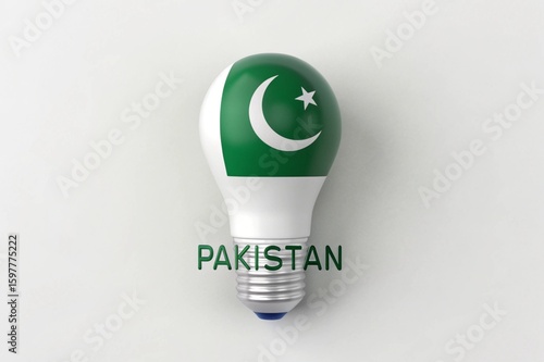 Pakistan Flag Lightbulb Shining Brightly, Symbolizing Innovation and Progress for the Country