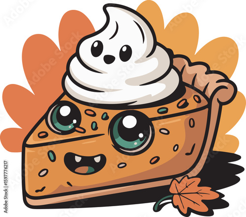 Cartoon pumpkin pie illustration