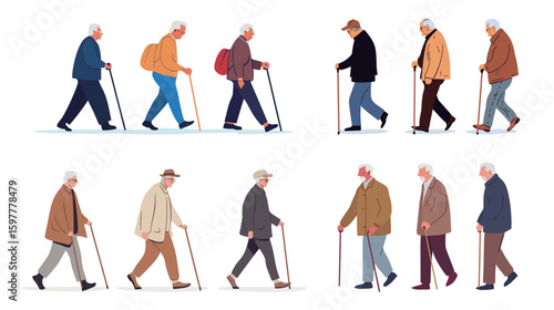 Two elderly gentlemen walking with canes outdoors, showcasing friendship, support, and active aging, capturing a timeless moment of companionship, health, and mobility for senior lifestyle 
