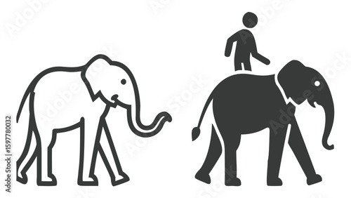 Simplified Elephant Iconography Depicts Companion and Domestication in Contrasting Styles Symbolic Graphic Representations