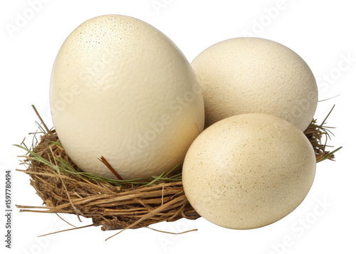ostrich eggs on a isolated transparent background	