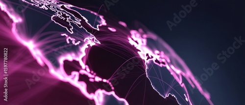 Global supply chain network connecting world continents