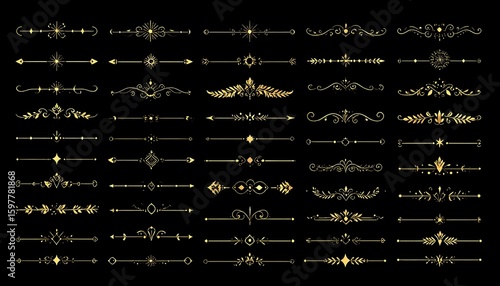 Gold decorative dividers on black