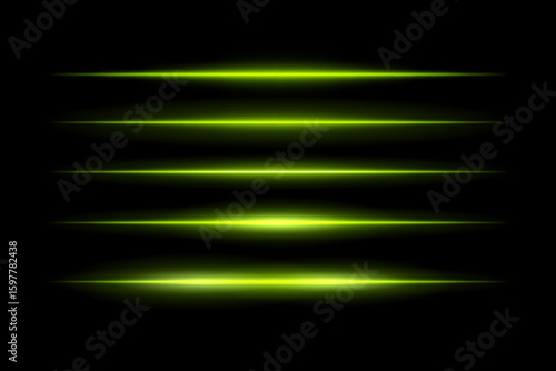 Glowing horizontal beams arranged in vertical stack with symmetrical light spread. Sharp edges fade smoothly into dark background, creating futuristic motion effect.