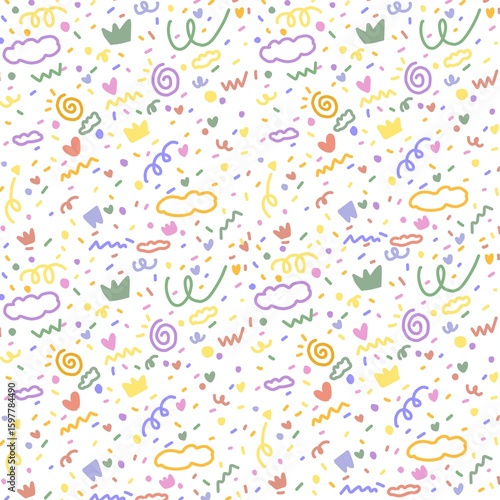 Cute Pastel Doodle Seamless Pattern