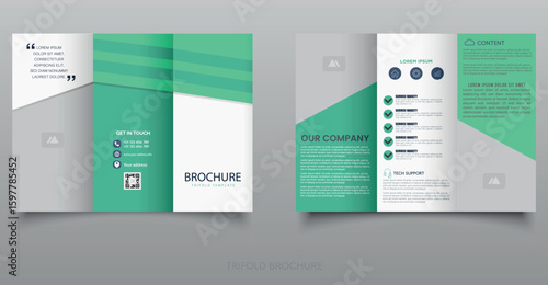 Green Trifold Brochure Template for various companies.