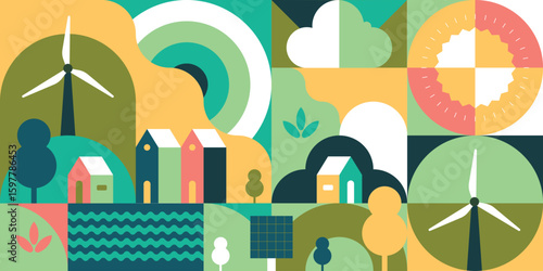 Seamless abstract nature background with geometric patterns, ESG values Environment, Society, and Governance and protect planet Earth concept