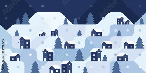 Festive Winter Holiday Background Charming Christmas Village, Christmas Background for Holiday Sales and Promotions