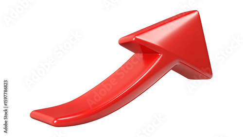Shiny red upward arrow illustrating growth development and business success concepts