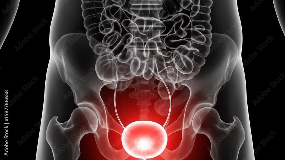 A detailed 3D animation showcases the human urinary system, with the ...