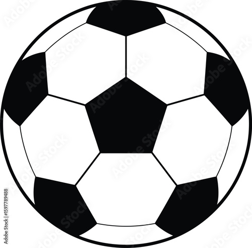 A classic black and white soccer ball is ready for a game on the field, perfect for sports and recreation themed designs and backgrounds
