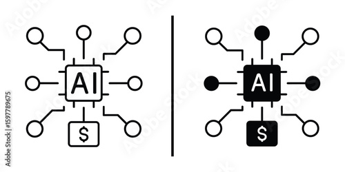 AI Chip: A conceptual depiction of an AI chip, showcasing its central role in facilitating technological advancement, illustrating interconnectedness.