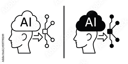 AI Brain Processing: A visual representation of artificial intelligence processing within a human brain, symbolizing the technological connection between human thought and AI systems.