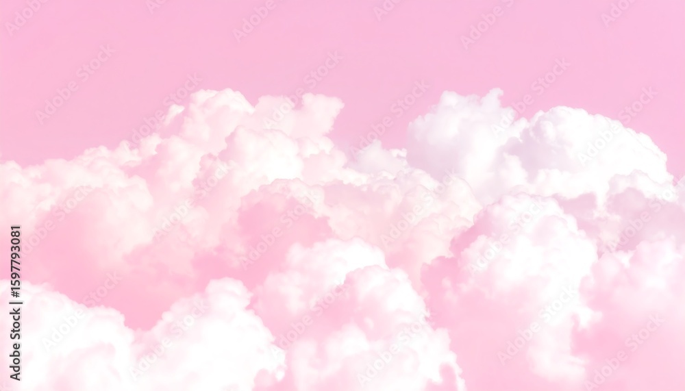 Fototapeta premium Pastel pink sky with fluffy clouds