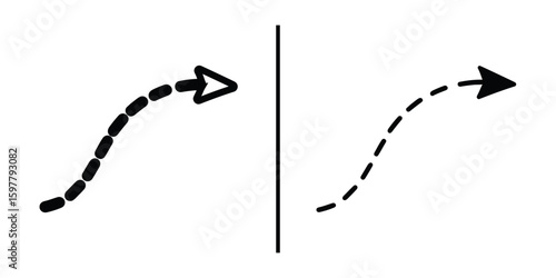 Navigating Direction: A graphic representation of two opposing directions with a dotted line that forms an arrow to convey concept of directions