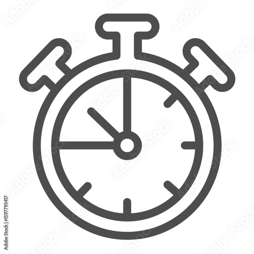 Stopwatch timer with buttons line icon, time measurement concept. Vector graphics. Alarm clock with arrows sign on white background, outline style icon for mobile or web design.