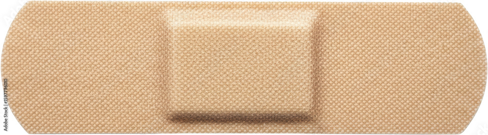 Fototapeta premium Close up view of a beige fabric bandage with a textured surface and rounded ends transparent background