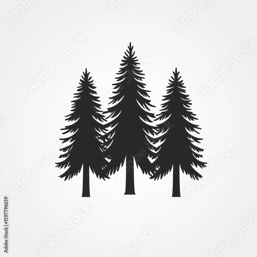Silhouette of three pine trees