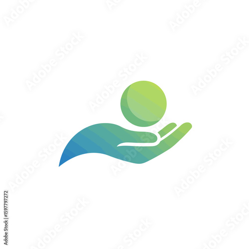 Abstract Hand Holding Sphere Symbolizing Care and Support.