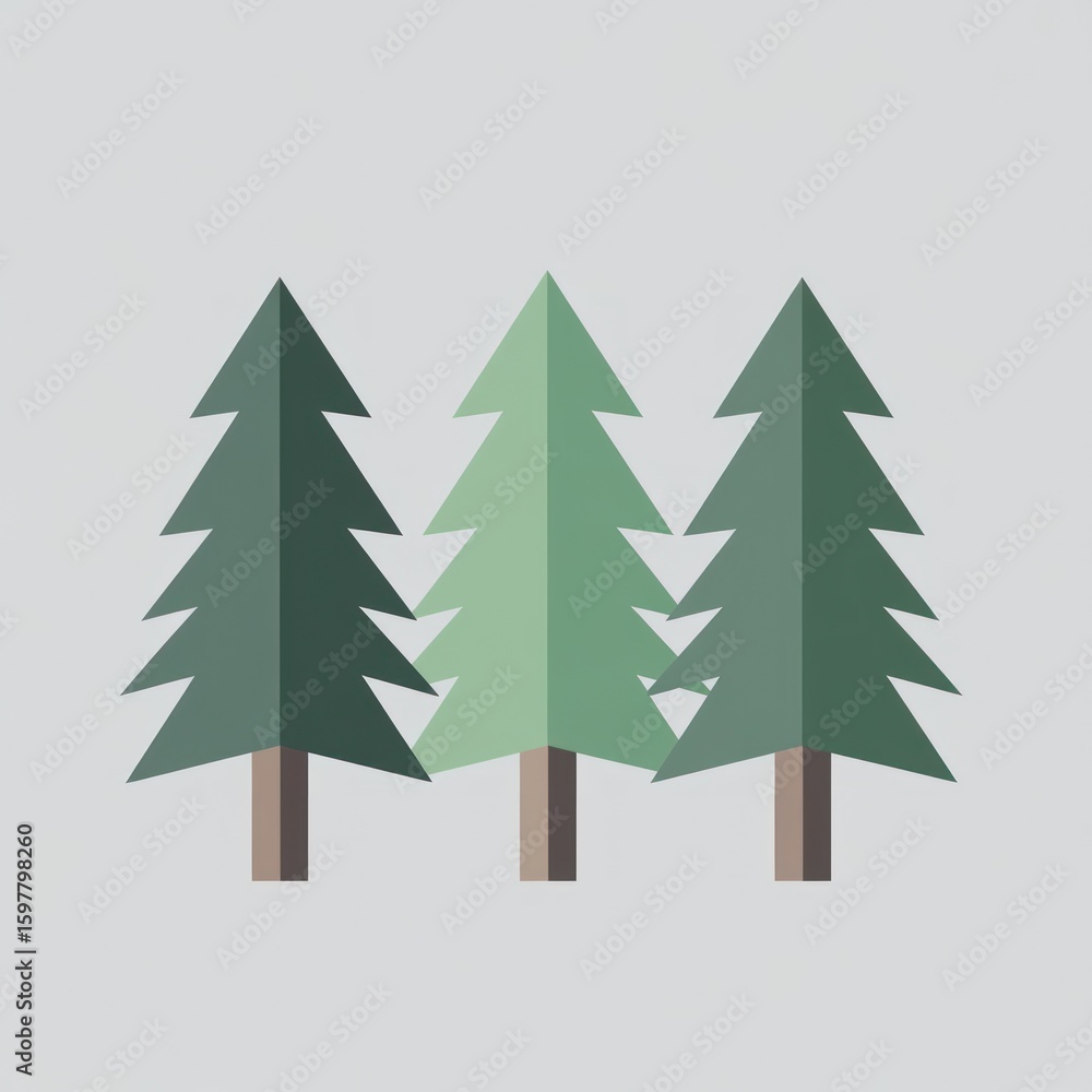 Obraz premium Three stylized trees against a light gray background