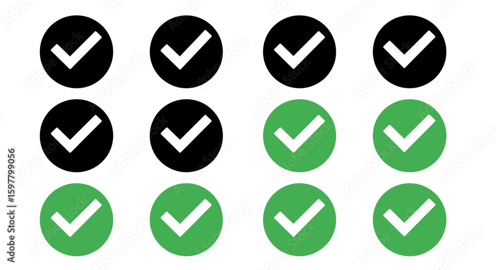 Visualizing Data Accuracy and Progress Through Color Coded Checkmarks Representing Correctness and Success Levels in a Grid Format Visualizing Data Accuracy and Progress Through Color Coded Checkmarks Representing Correctness and Success Levels in a Grid Format