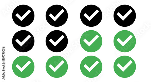 Visualizing Data Accuracy and Progress Through Color Coded Checkmarks Representing Correctness and Success Levels in a Grid Format