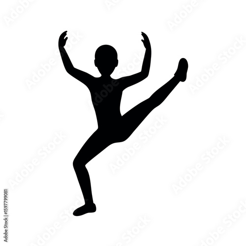 Person doing high knees exercise in fast motion silhouette Art Vector illustration