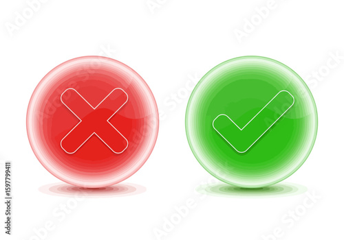 Understanding the Difference Between Correct and Incorrect Choices Visualized with Red Cross and Green Checkmark Buttons