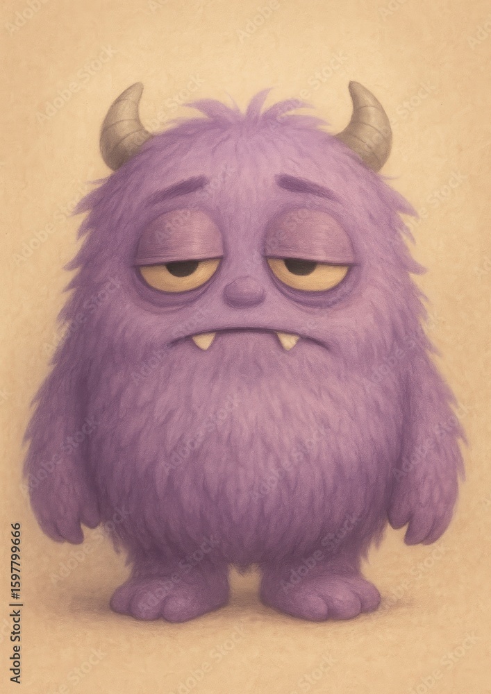 Obraz premium Cute purple monster illustration.