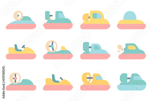 Minimalist bumper car vector illustration for children's games print design