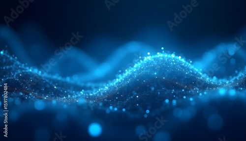 Wallpaper Mural Glowing blue particles wave abstract background Torontodigital.ca