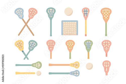 Lacrosse equipment vector illustration: flat design for sports posters and merchandise