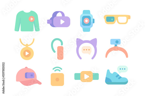 Wearable storytelling vector illustration: modern technology icons for innovative design