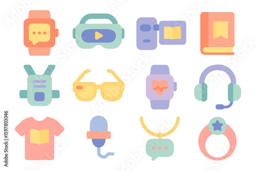 Wearable technology icons vector illustration for digital storytelling design