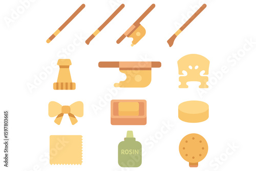 Violin accessories vector illustration for music design in flat style