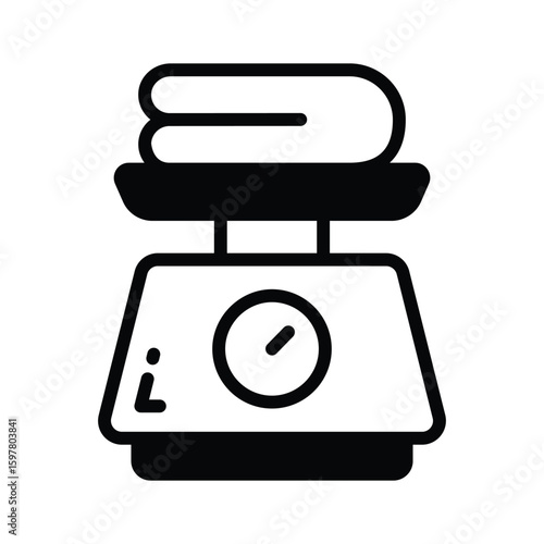 Handy glyph icon of digital weight scale