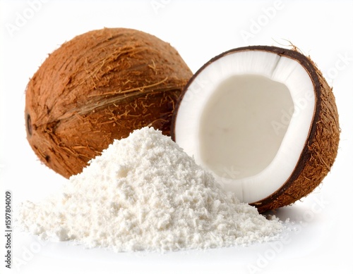 Coconut powder and brown coconut