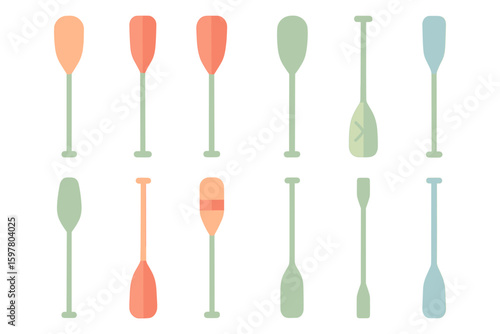 Colorful kayak paddle vector illustration for nautical theme design in flat style
