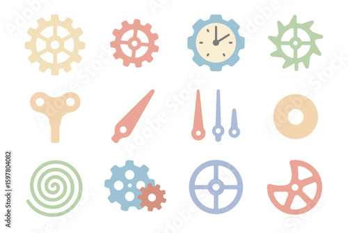 Retro clockwork vector illustration: gears and tools for vintage design projects