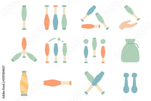 Juggling club vector illustration for circus and performance design in flat style