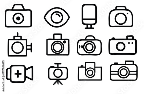 Camera icon set. Take photo and video camera icons collection.