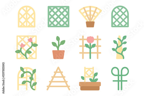 Garden trellis vector illustration for home design projects in flat style