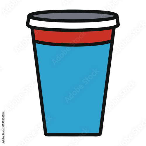 Blue red white gray cup beverage container drink