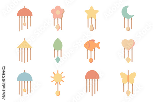 Pastel dreamcatchers vector illustration for home decor design in flat style