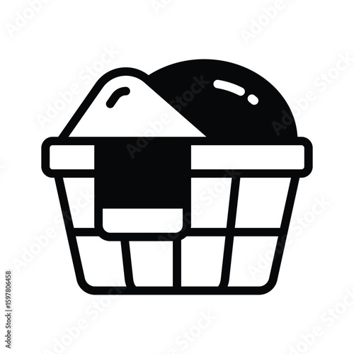 Premium glyph style icon of full laundry basket