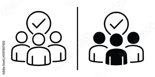 Symbol of Acceptance: two graphical illustrations depicting a group of people, one white, and one black with a symbol above them, symbolizing acceptance. 