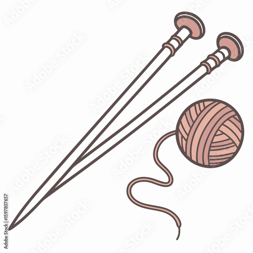 Knitting needles and yarn ball craft hobby