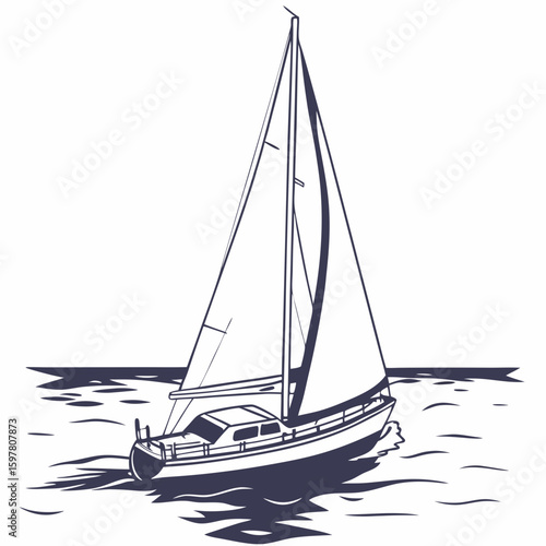 Majestic sailboat gliding on calm waters yacht sailing