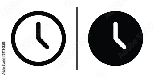 Time's Duo: A minimalist graphic showcases time, presenting two contrasting clock icons, symbolizing the concepts of time and deadlines.